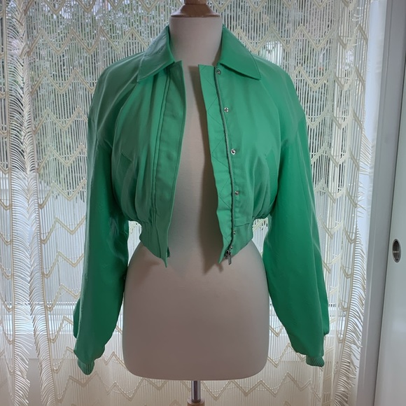 💚💚 ROTATE by Birger Christensen Cropped Bomber Jacket - Mint Green 💚💚 - Picture 10 of 17